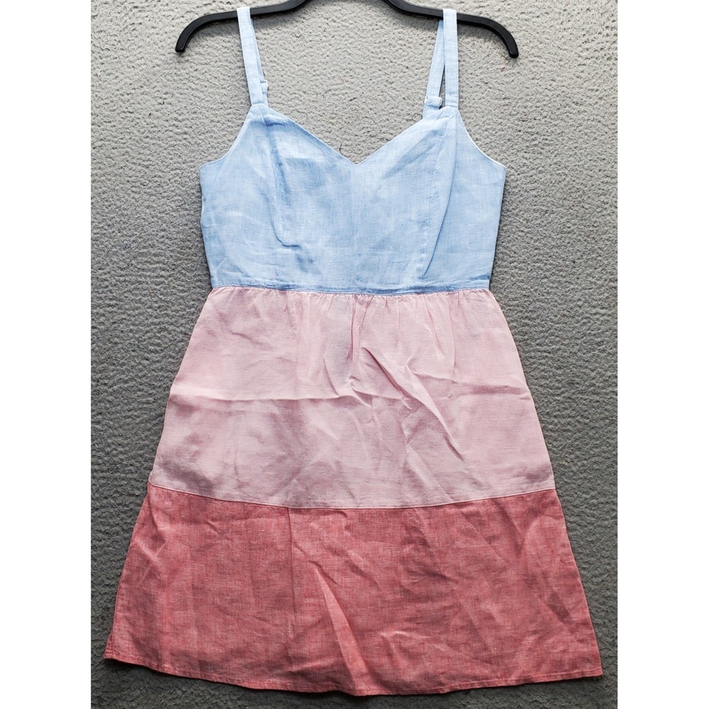 Cynthia Rowley Dress Womens 6 Multi Linen Sleeveless Adjustable Straps EUC